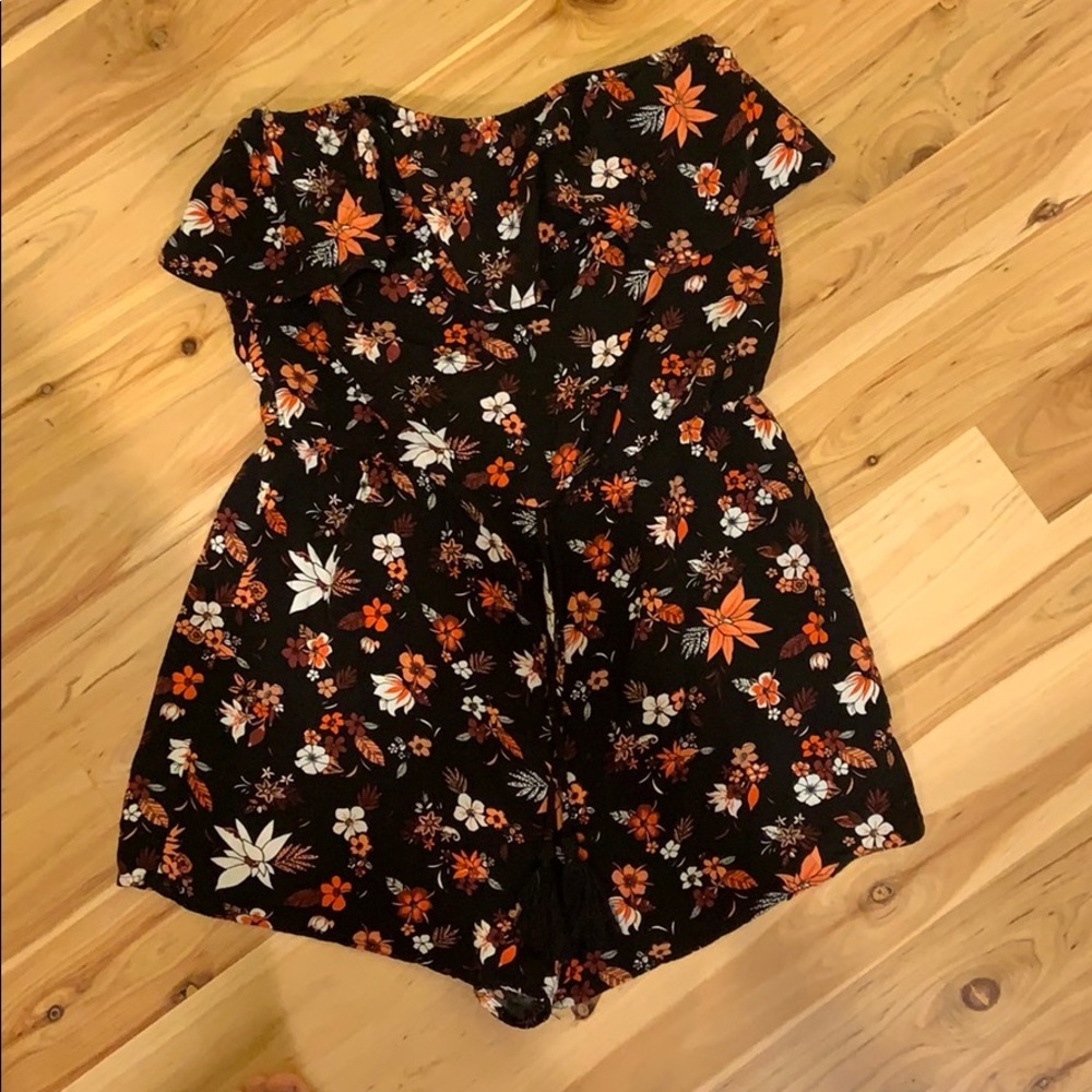 Black floral romper